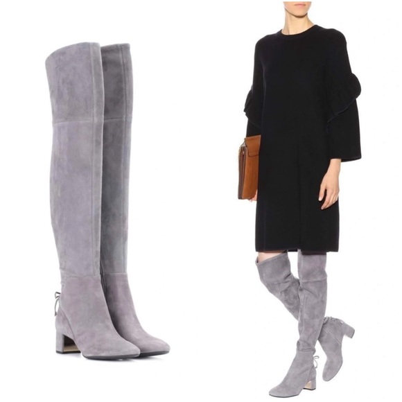 NWOB Tory Burch Laila Grey Suede Over The Knee Boots 41621 - Picture 1 of 12